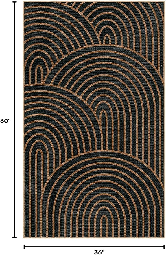 Lahome Enfys Modern Rainbow Easy Jute Patio Rug, 3x5 Washable Rugs - Image 2