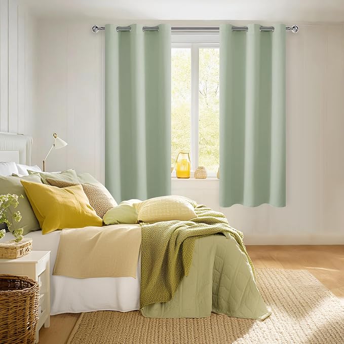 Blackout Curtains for Bedroom, 42 x 72 Inches Long, Seafoam Green | Thermal - Image 7
