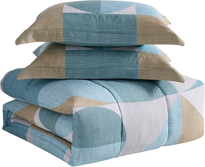 Geometric Comforter Set Twin Size with Sheets Bed in a Bag – Deep Pocket Fitted Sheet with Elastic Corners, Cozy Comforter, Pillowcases & Shams – Soft Microfiber All Season Bedding – Machine Washable