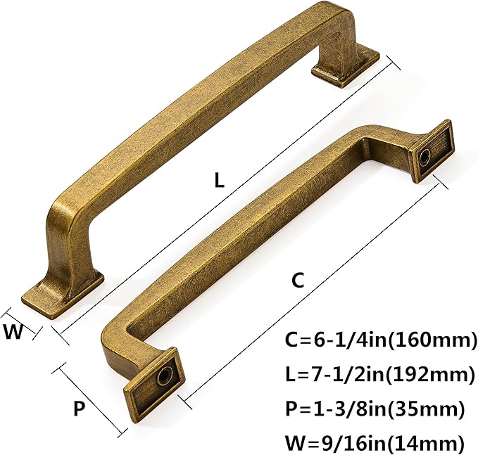 khtumeware 6 Pack 6-1/4 Inch Antique Brass Cabinet Pulls Vintage Drawer Pulls Kitchen Cabinet Hardware Kitchen Handles for Cabinets Cupboard Handles Drawer Handles