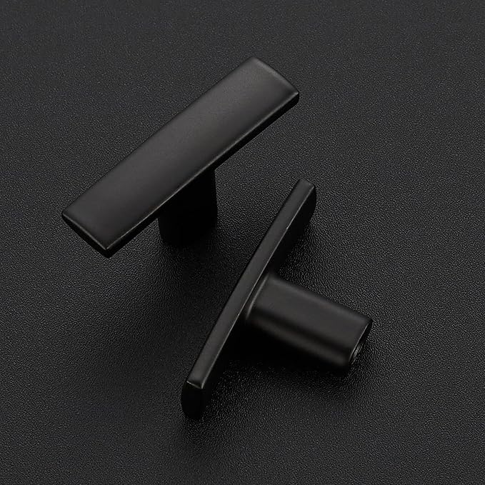 20 Pack Black Cabinet Knobs - Curved Cabinet Pulls Matte Black Knobs for Kitchen Drawer Solid Dresser Pulls for Kitchen Hardware 1-3/4in Length Single Hole