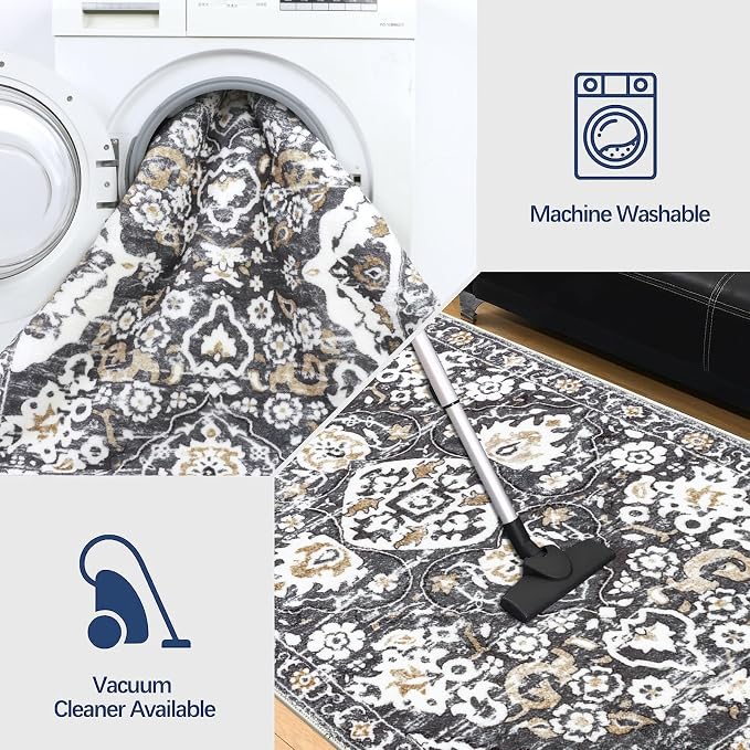 HEBE Hallway Runner Rug 2'8''x14', Washable Non Slip Kitchen Rug Runner | Soft - Image 5
