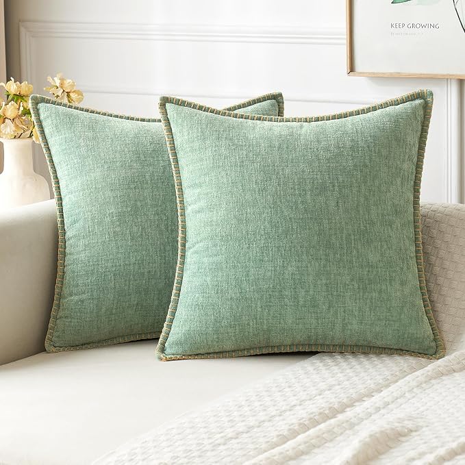 MIULEE Decorative Couch Throw Pillow Covers 18x18 Inch Greyish Green 2 Pack | by MIULEE