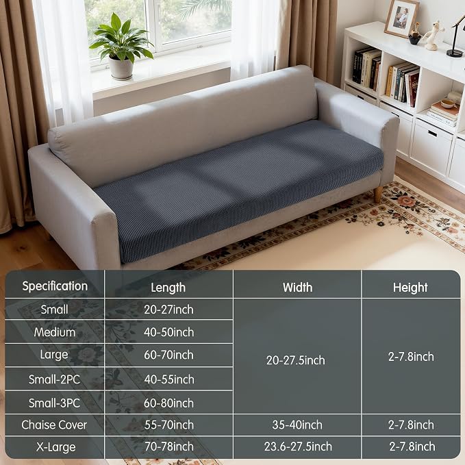 Hokway Stretch Couch Cushion Covers, Stretch Sofa Cushion Covers, Washable - Image 2