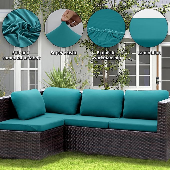 12PCS Patio Cushion Covers, Patio Furniture Couch Seat Slipcovers | Washable - Image 3