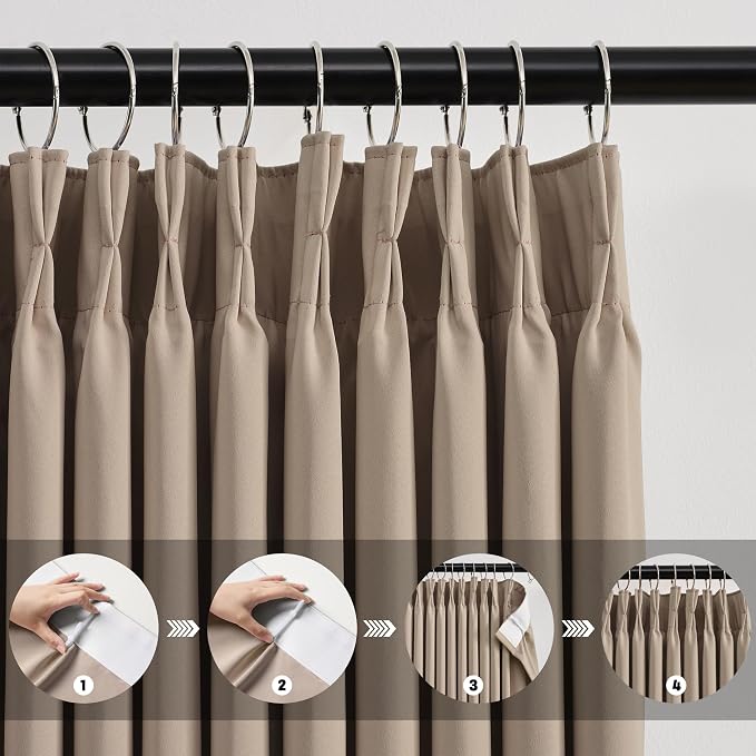 Extra Wide Pinch Pleated Blackout Living Room Bedroom Curtains, Triple Weave - Image 2