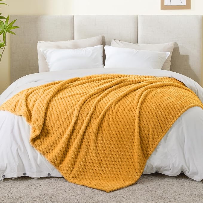 BEDELITE Mustard Yellow Throw Blanket - Image 3