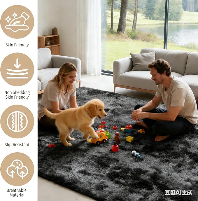 6x9 Area Rug Fluffy Shaggy - Image 3