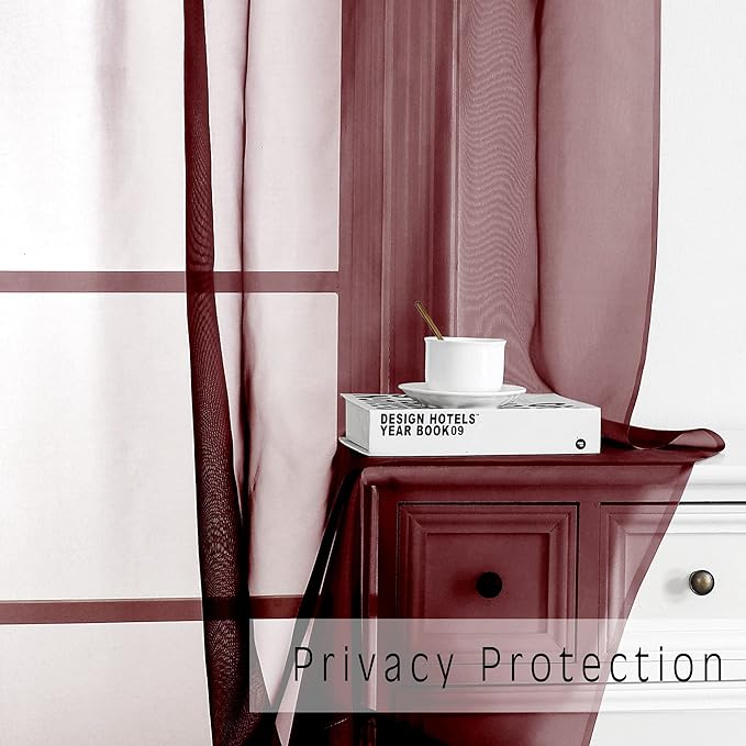 Sheer Curtains, Sheer Curtains 63 inch Length 2 Panels Set, Rod Pocket Voile - Image 2