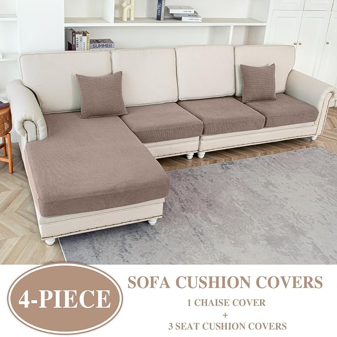 LA MEACK Couch Cushion Covers for Sectional Sofa L Shape Washable Separate Seat - Image 2