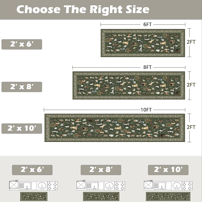Dark Green Hallway Runner Rug 2x5 - Image 2