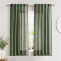 Olive Green Light Filtering Curtains Shourt Linen Sheer Drapes by Nanspring