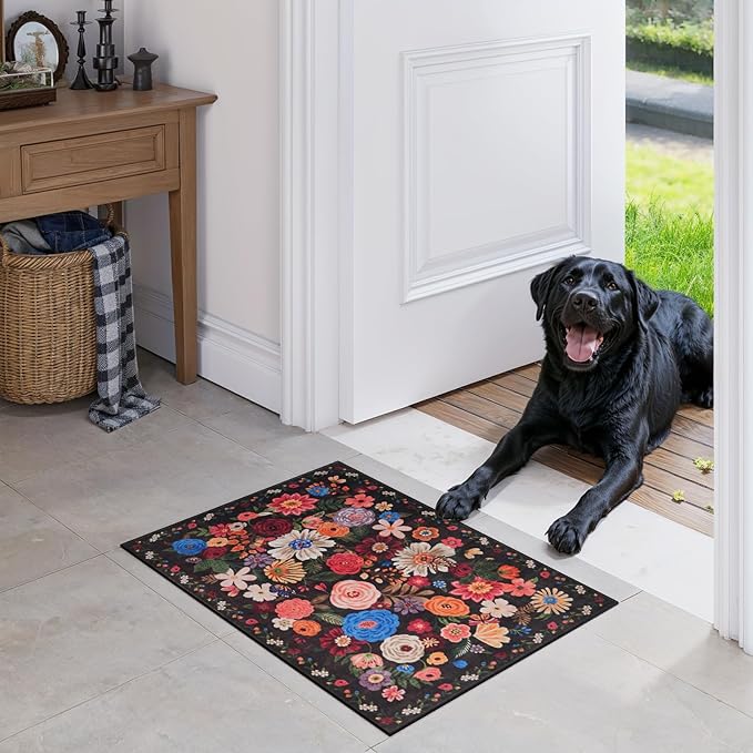Black Brown Entry Rug Small Door Mat 24x17 Inch - Image 5