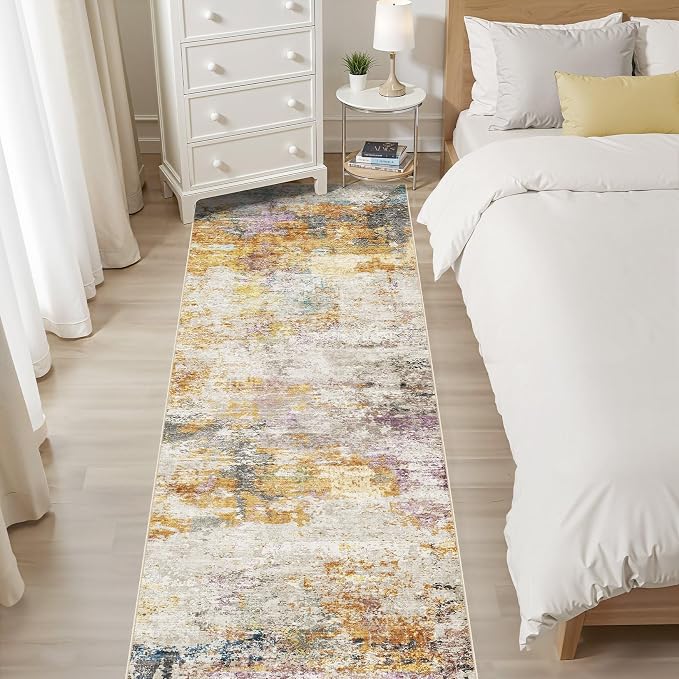 LOONGRUG Runner Rug 3x8 Washable Non-Slip Kitchen Neutral Modern Rug | Abstract - Image 6