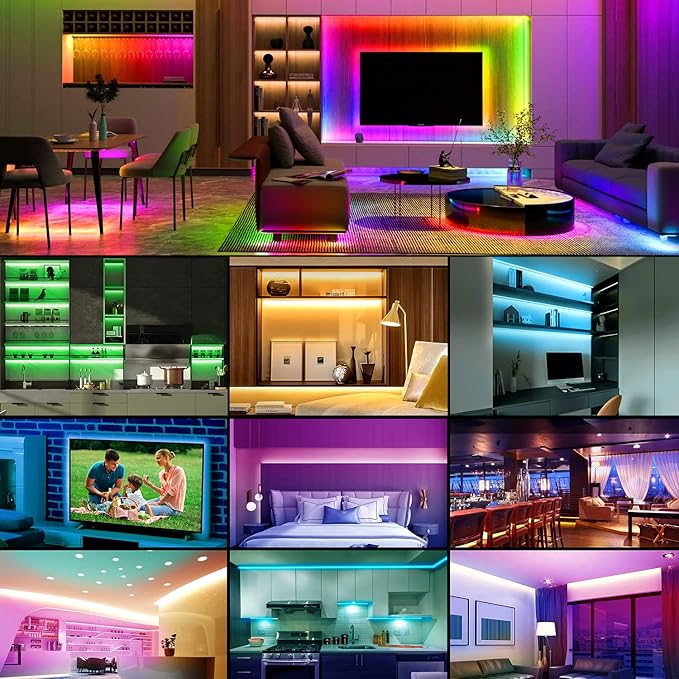 HOUHUI LED Strip Lights 6.56Ft, RGB LED Lights Strip for 40-60in TV Backlight, RGB Color Strips Light Waterproof IP65 with Remote, USB Bias LED Lights Kit for Bedroom PC Monitor Mirror Cabinet Desk