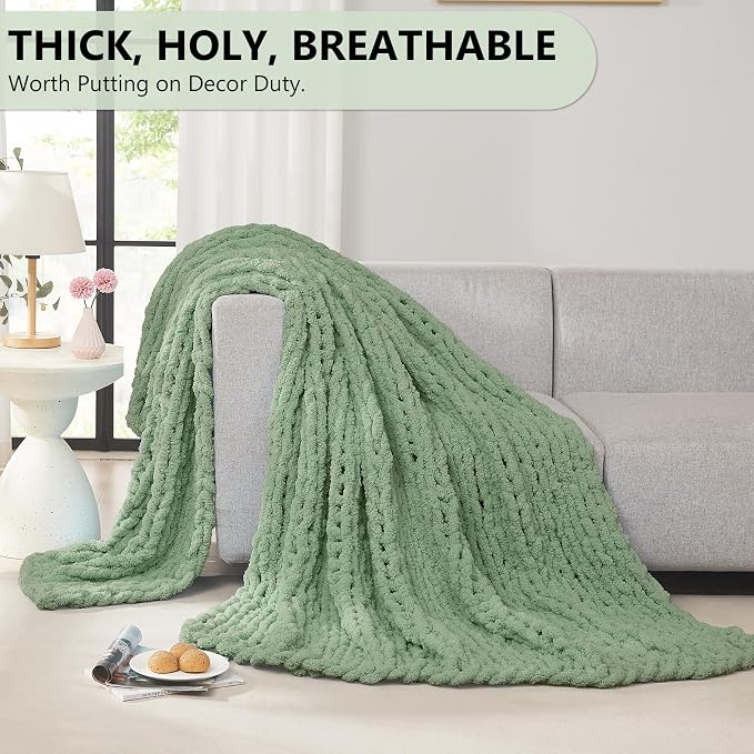 L'AGRATY Chunky Knit Throw Blanket - Image 5