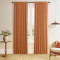 Orange 100% Blackout Linen Curtains 84 Inch Length 2 Panels Set by Guken