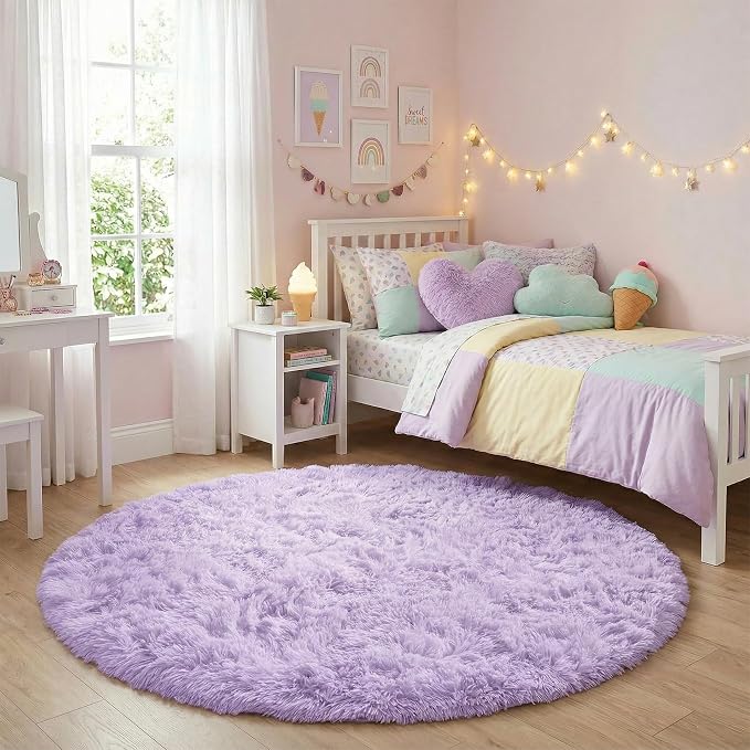 Amdrebio Light Purple Lavender Large Circle Rug 6Ft - Image 7