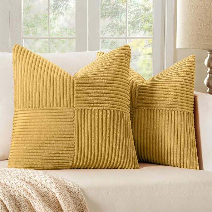 MIULEE Golden Mustard Decorative Throw Pillow Covers by MIULEE