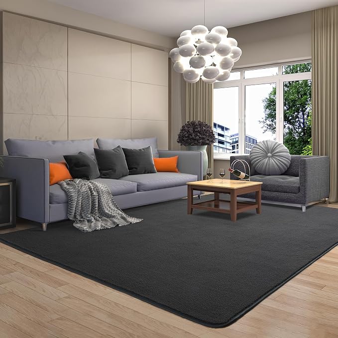 6x9 Area Rugs for Living Room Non Slip Dorm Bedroom Rug, Dark Grey | Modern - Image 7