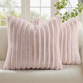 decorUhome Fall Faux Fur Throw Pillow Covers 26x26 Set of 2 Pink White | by decorUhome
