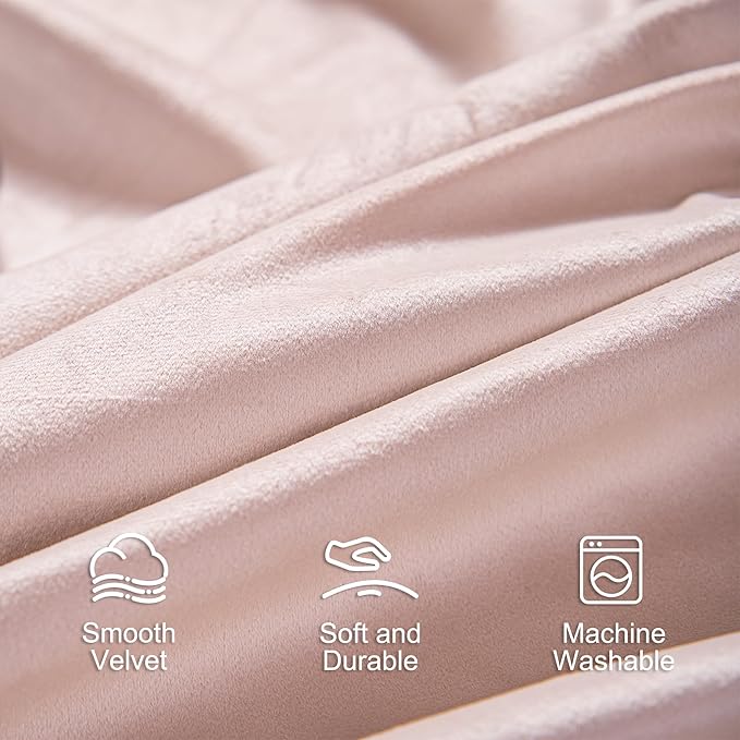 Lazzzy Velvet Blackout Curtains Thermal Insulated Room Window Drapes Super Soft Luxury Curtains for Living Room Bedroom Rod Pocket 2 Panels, Dusty Pink, 52" W x 96" L