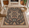 Brown 9x12 Living Room Area Rug, Washable Whimsical Insect Carpet by HazoHaus