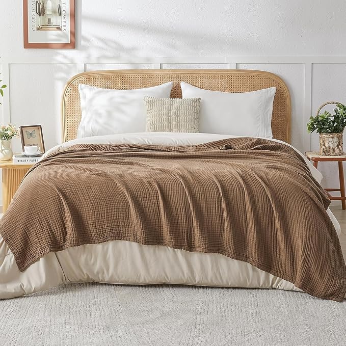 EMME Muslin Blankets for Adults Throw Blanket for Couch Breathable Gauze Soft - Image 7