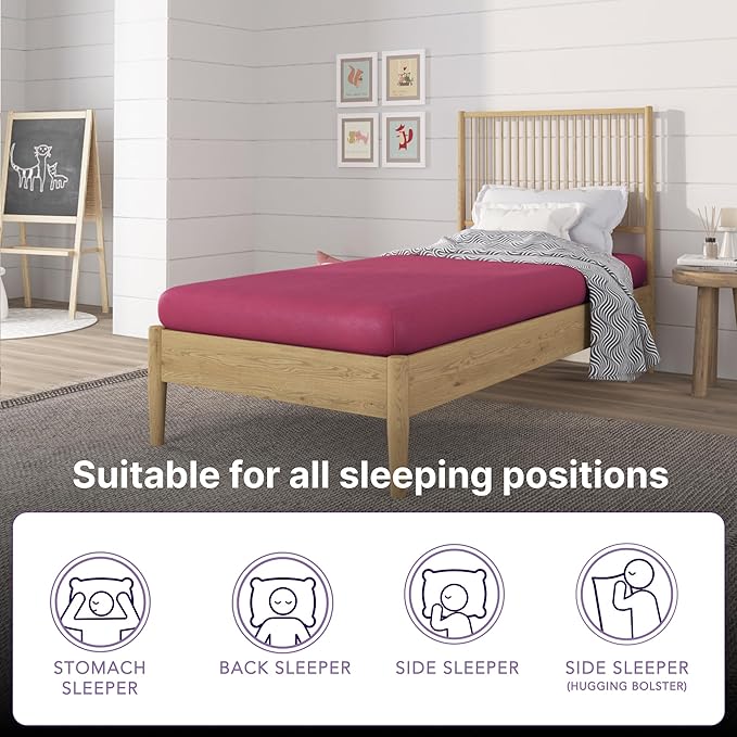 NapQueen 5 Inch Twin Memory Foam Mattress, Medium Feel, CertiPUR-US Certified, Bed in a Box, Breathable Soft Fabric Cover, Pink