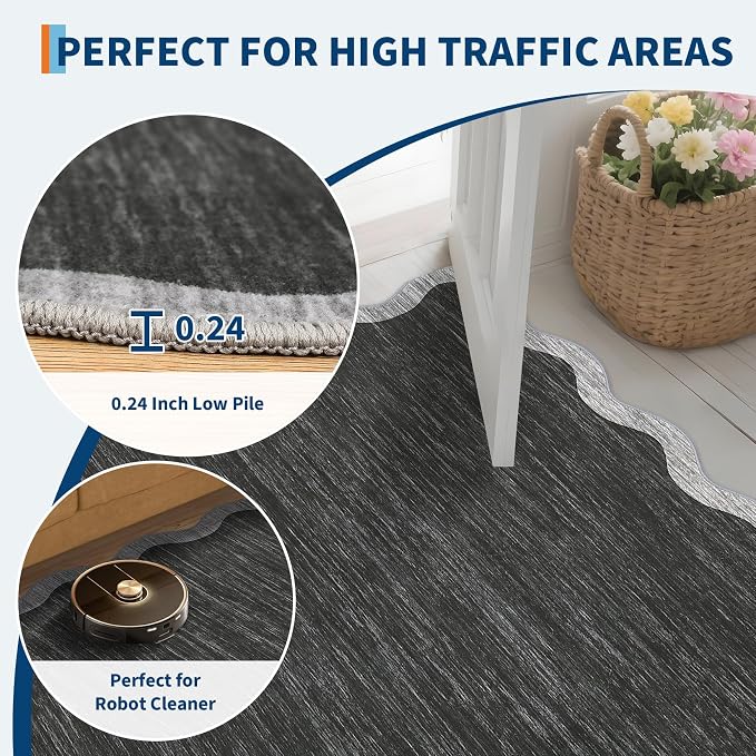 GarveeHome Scalloped Washable Runner Rug 2x6 Modern Non Slip Kitchen Rugs | - Image 6