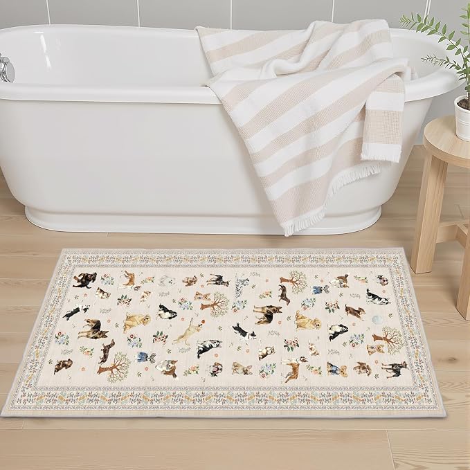 Beige Hallway Runner Rug 2x4 for Bedroom Kitchen | Ultra-Thin;Boho Style;Low - Image 3