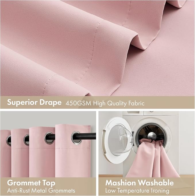 MIULEE Light Pink Blackout Curtains - Image 7