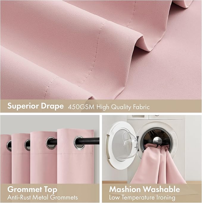 MIULEE Light Pink Blackout Curtains - Image 7