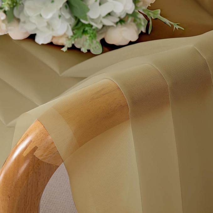 Simplebrand Gold Sheer Curtains 84 Inches Long, Light Filtering Rod Pocket - Image 6