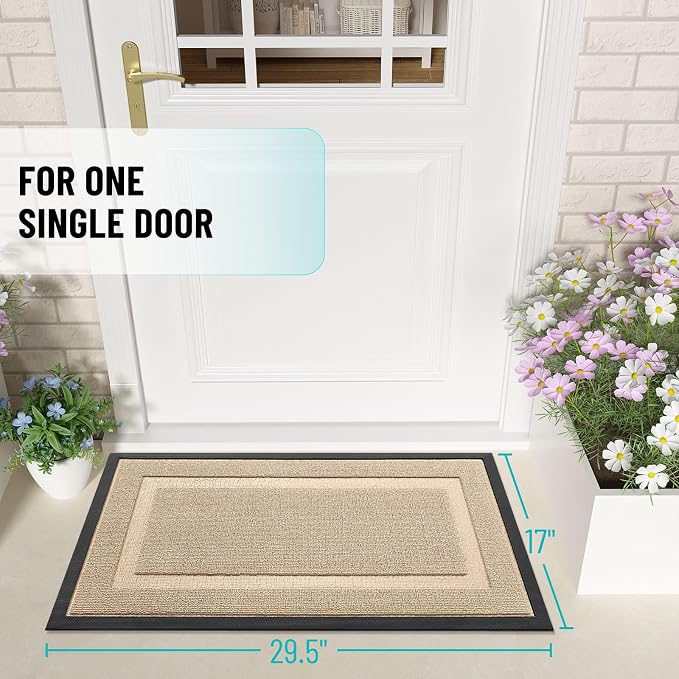OLANLY Front Door Mat Outside 29.5x17, All-Season Heavy-Duty Rubber Doormat | - Image 2