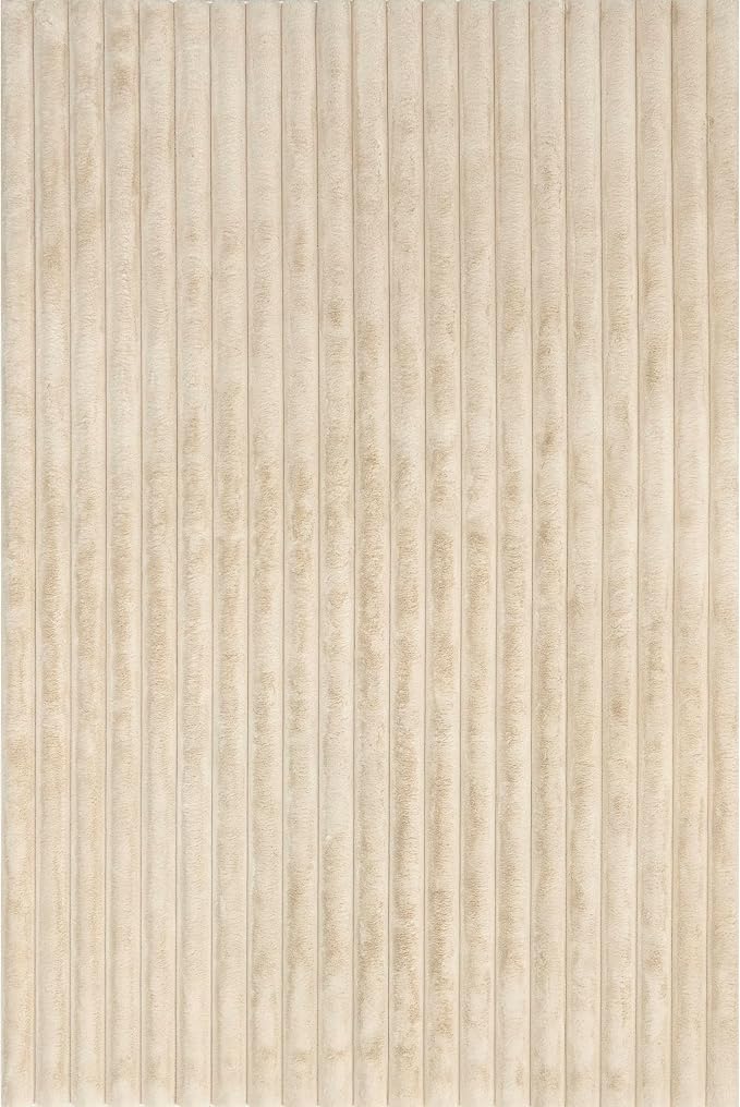 nuLOOM Kai Beige Striped Washable Area Rug - Image 5