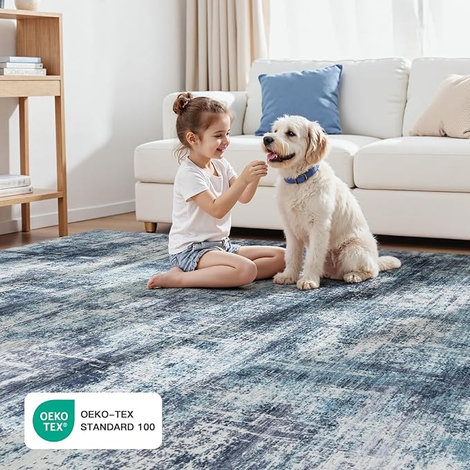 8x10 Area Rug for Living Room, Abstract Washable Non-Slip Large Rugs, Dining - Image 5