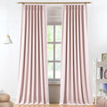Vision Home Soft Pink Pinch Pleated Full Blackout Curtains Linen Blended Room by VisionHome