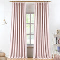Vision Home Soft Pink Pinch Pleated Full Blackout Curtains Linen Blended Room by VisionHome