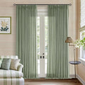 Sage Green Pinch Pleat Semi Sheer Linen Curtains 102 Inches Long 2 Panels | by Twodrapes