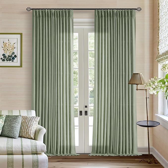 Sage Green 120 Inch Curtains High Ceiling Tall Curtains 2 Panels Set | Pinch - Image 6