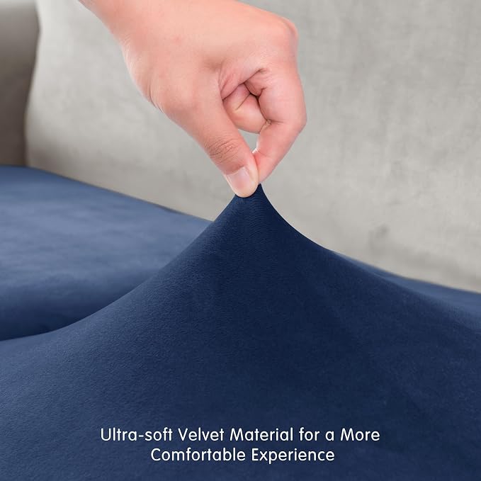 Hokway Velvet Couch Cushion Covers Water Resistant Seat Covers Stretch Sofa - Image 8