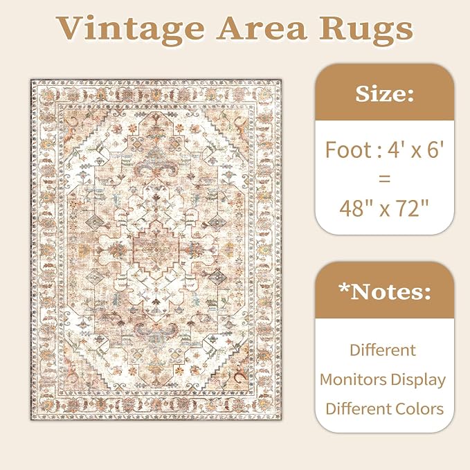 SERISSA 4x6 Washable Non Slip Boho Area Rug - Image 7