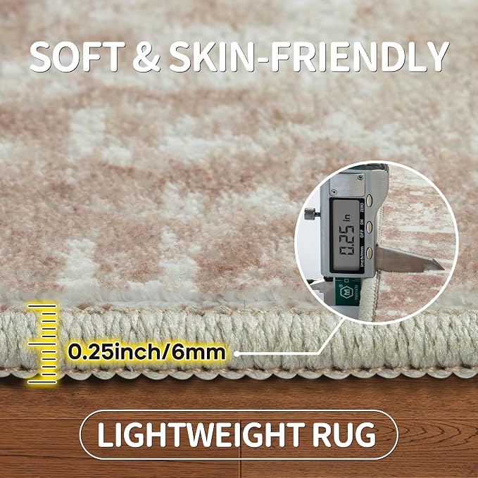 Aelenmu 5x7 Area Rugs for Living Room Bedroom Dining Room Washable Beige | Soft - Image 6
