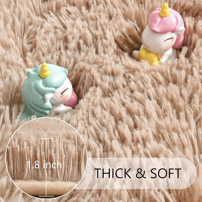 8x10 Extra Large Beige and White Fluffy Area Rug Non-Slip - Image 4