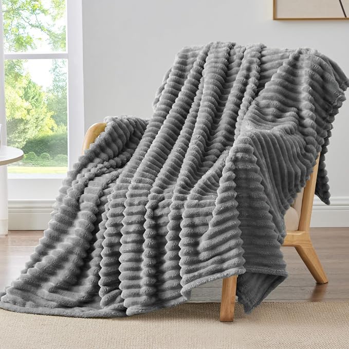 BEDELITE Striped Fleece Throw Blanket, Soft Cozy, Lightweight Warm, Machine by BEDELITE