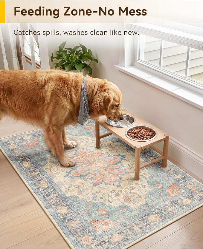 RELEANY Washable Area Rug, Small 2'x3', Water Repellent, Pet Friendly, Vintage - Image 2