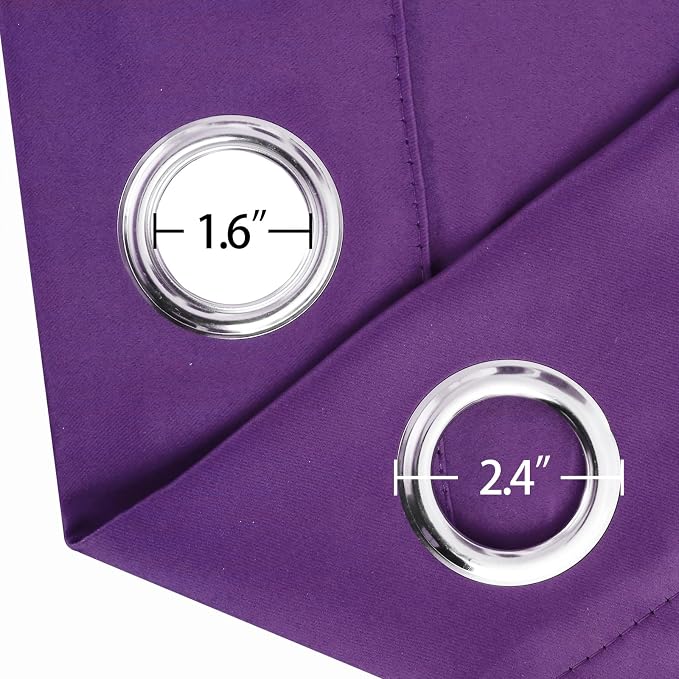 Blackout Curtains 66 x 54 Inch Long Purple Curtains Set of 2 Panels Room - Image 5