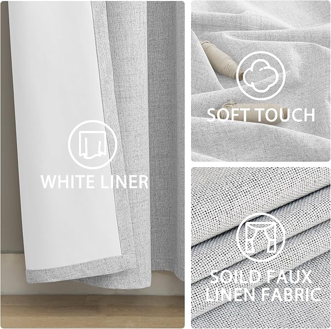 Yakamok White Linen Textured Curtains 84 Inches Long - Image 6