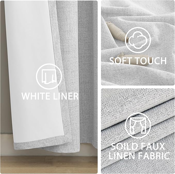 Yakamok White Linen Textured Curtains 90 Inches Long - Image 6